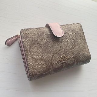 コーチ(COACH)の新品未使用品 COACH コーチ 二つ折り財布 ピンク カーキ レディース(財布)