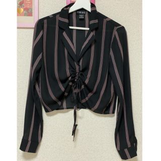 トーガ(TOGA)のvintage ストライプシャツブラウスBLACK/pink(シャツ/ブラウス(長袖/七分))