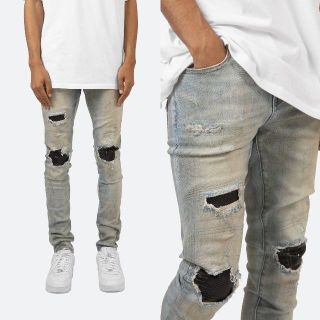 フィアオブゴッド(FEAR OF GOD)の新品☆mnml ストレッチデニム ダメージ 裾ジップ ストレッチ(デニム/ジーンズ)