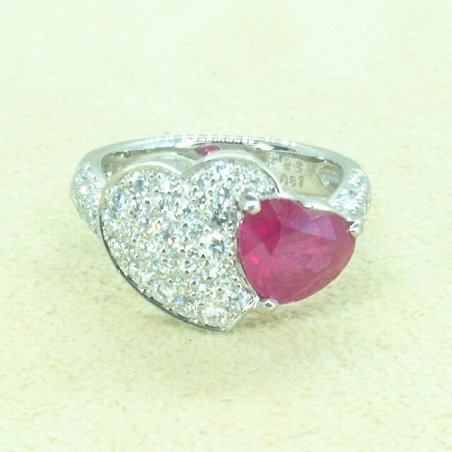 Pt900 天然ルビー×ダイヤモンド リング 正規品/新 アクセサリー