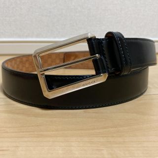 グッチ(Gucci)の【美品】グッチ GUCCI GG柄 レザー ベルト ブラック 伊製 メンズ(ベルト)