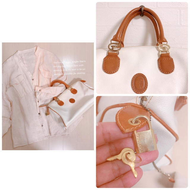 Trussardi - 【TRUSSARDI】ホワイト本レザー ミニボストンバッグ 美品