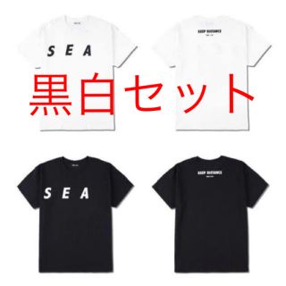 シー(SEA)の黒白セット　wind and sea KEEP DISTANCE  L(Tシャツ/カットソー(半袖/袖なし))