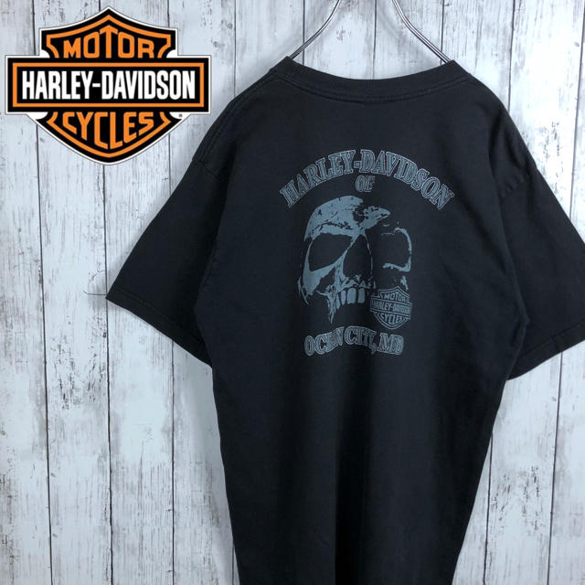 【00s☆】ハーレーダビッドソン 半袖Tシャツ 両面プリント ブラック L相当