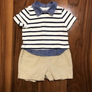 ベビーギャップ(babyGAP)のbabyGAP レイヤード風ロンパース　60(ロンパース)