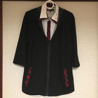 ★紳士★二枚重ね風★ロールアップ★前開き薄手パーカーシャツ★美品★お値下げ。(シャツ)