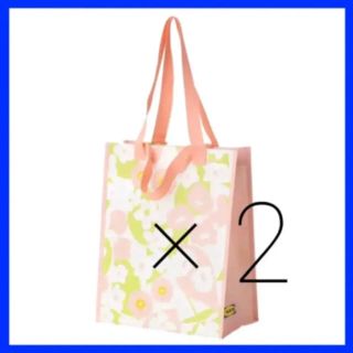 イケア(IKEA)のIKEA VÅRKÄNSLA バッグ, ピンク フラワー, 2枚 (エコバッグ)