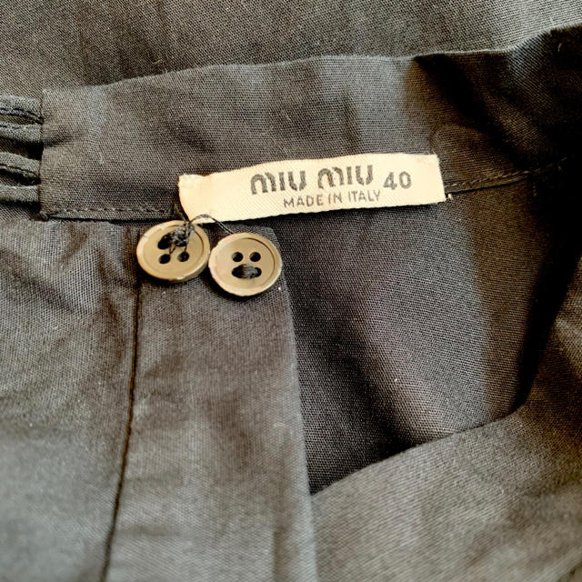 miumiu(ミュウミュウ)のmiumiuリボン半袖ワンピース黒ブラック40 レディースのワンピース(ひざ丈ワンピース)の商品写真