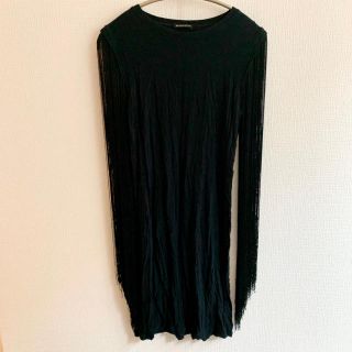 アンドゥムルメステール(Ann Demeulemeester)の ANN DEMEULEMEESTER フリンジTシャツミニワンピース(Tシャツ(半袖/袖なし))