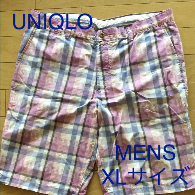 UNIQLO(ユニクロ)のハーフパンツ ショートパンツ　ユニクロ　メンズ　XL チェック　ピンク&パープル メンズのパンツ(ショートパンツ)の商品写真