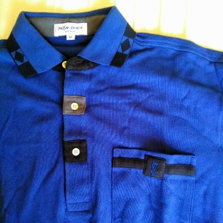 サンローラン(Saint Laurent)のサンローラン　ポロシャツ　長袖　紺色(ポロシャツ)