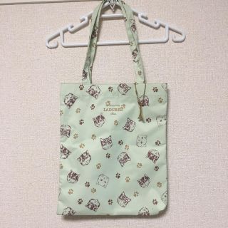 ラデュレ(LADUREE)のラデュレ  Ladurée  トートバッグ　グリーン　猫柄(トートバッグ)