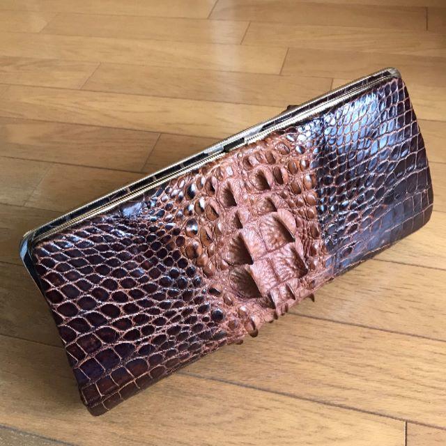 【もりトトロん】高級クロコダイル★背革★ワニ皮★クラッチバッグ