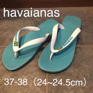 ハワイアナス(havaianas)のhavaianasハワイアナス ビーチサンダル 水色×白37-38 24~(ビーチサンダル)