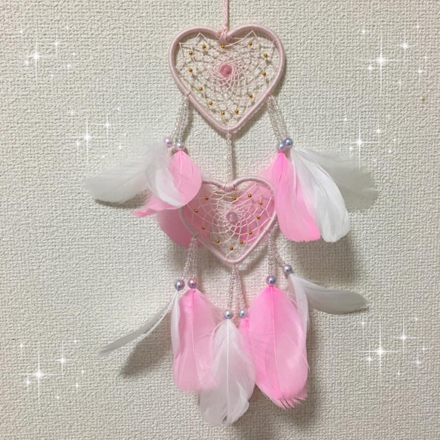 2連 ピンクハート ピンク ホワイトフェザー ドリームキャッチャー ハンドメイドの通販 By Amu S Dream Catcher Shop ラクマ