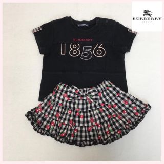 バーバリー(BURBERRY)の美品　90cm  バーバリー  シスタージェニー　Tシャツ　チェックスカート(Tシャツ/カットソー)