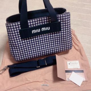 【最終値下げ】miumiu ハンドバッグ ギンガムチェック カナパ