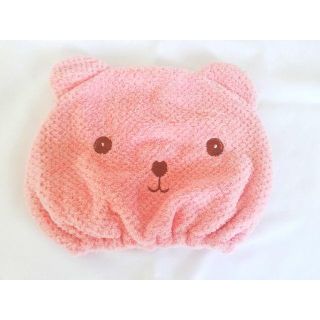 新品★くまのタオルキャップ  ドライキャップ  ヘアキャップ 吸水タオル ピンク(パジャマ)