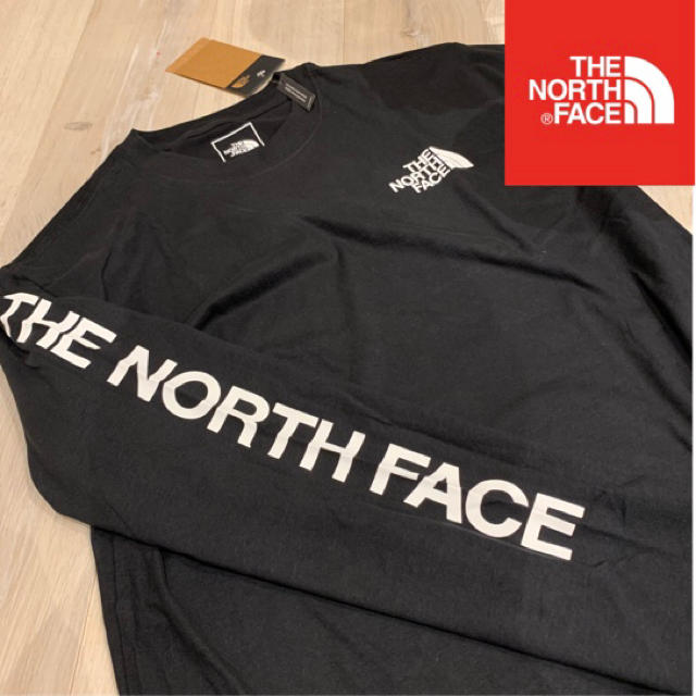 THE NORTH FACE(ザノースフェイス)のXL 黒 海外限定 THE NORTH FACE 袖ロゴ ロンT ノースフェイス メンズのトップス(Tシャツ/カットソー(七分/長袖))の商品写真