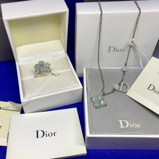 クリスチャンディオール(Christian Dior)のクリスチャンディオール・Dior☆お花のネックレスとリングset！未使用品(リング(指輪))