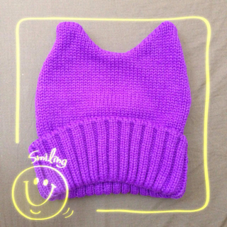 猫耳紫ニット帽☆(ニット帽/ビーニー)
