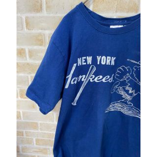 スヌーピー(SNOOPY)のスヌーピー　MLB Tシャツ　レア　おしゃれ　かわいい　青　ブルー　ヤンキース(Tシャツ/カットソー(半袖/袖なし))