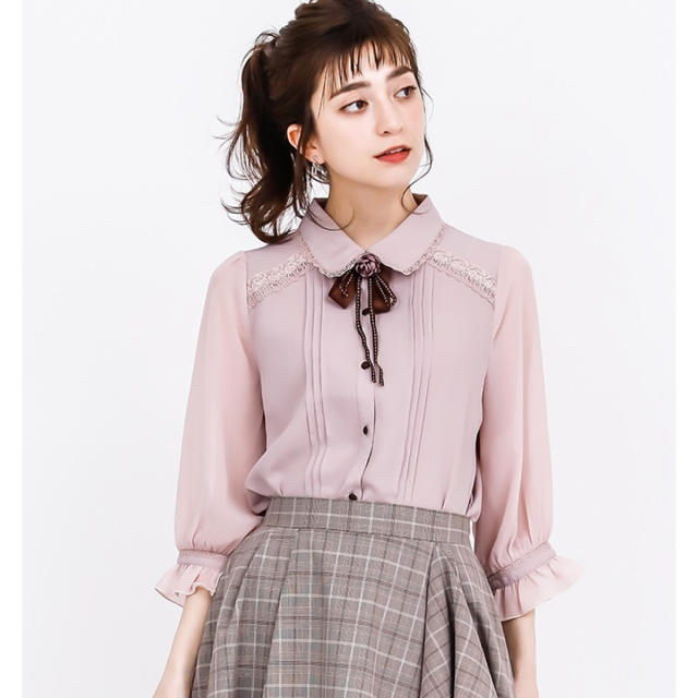 axes femme - (新品)axes famme バラモチーフブラウス 淡ピンク Mの