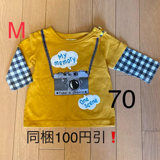 ベルメゾン(ベルメゾン)のM Tシャツ ロンT 長袖 カメラ チェック 70cm(Ｔシャツ)