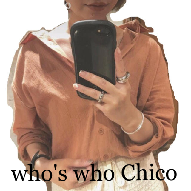 who's who Chico(フーズフーチコ)の定価¥6372 袖ドロストオーバーシャツ　開襟シャツブラウス レディースのトップス(シャツ/ブラウス(長袖/七分))の商品写真