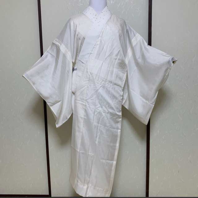夏物•絽•刺繍•京友禅》粋なモノトーン細波模様訪問着と長襦袢の通販 by