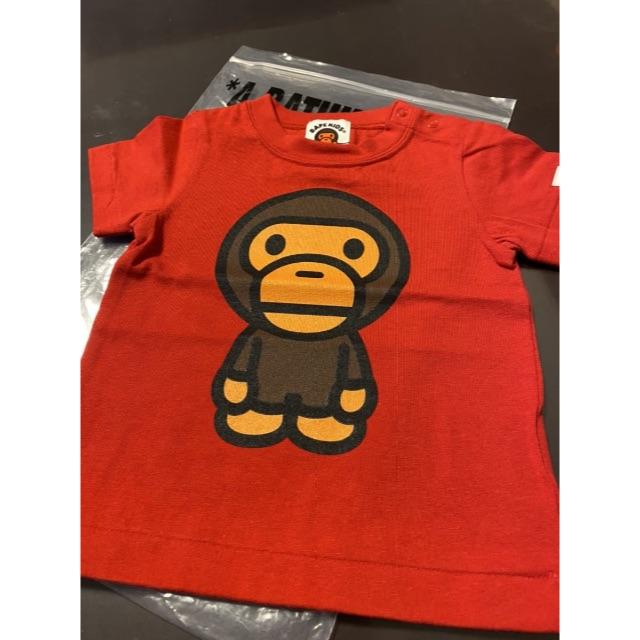 A BATHING APE(アベイシングエイプ)のA BATHING APE Tシャツ APE エイプ 赤 マイロ キッズ/ベビー/マタニティのベビー服(~85cm)(Ｔシャツ)の商品写真