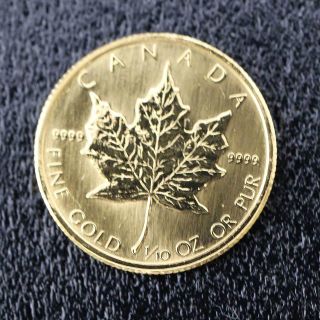 Ｋ24　純金　カナダ　メイプルリーフ　金貨　1/10　oz　保護パッケージ②(貨幣)