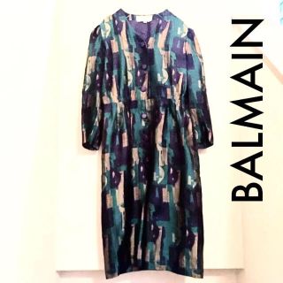 バルマン(BALMAIN)の高級 BALMAIN 総柄 シルク ロング丈ワンピース(ロングワンピース/マキシワンピース)