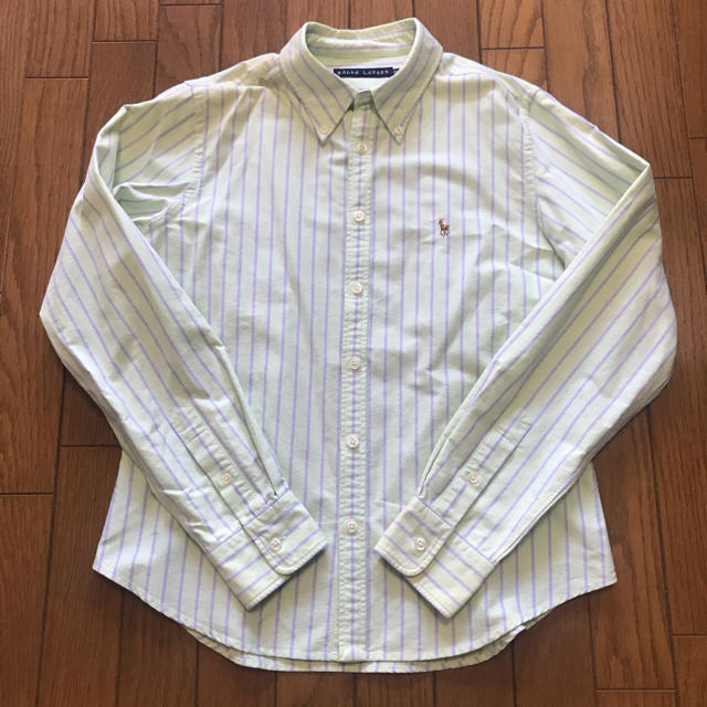 【新品】RALPH LAUREN オックスフォードシャツ(3fサイズ・緑×紫) レディースのトップス(シャツ/ブラウス(長袖/七分))の商品写真