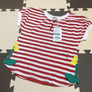 プチジャム(Petit jam)の新品！プチジャム♡ボーダーお花Tシャツ/110(Tシャツ/カットソー)