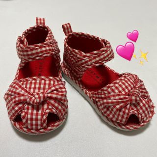 ❤️サンダル  14cm  美品　チェック　レッド❤️(サンダル)