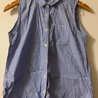 パーリッシィ(PAR ICI)のストライプ ノースリーブ シャツ PAR ICI 水色(シャツ/ブラウス(半袖/袖なし))