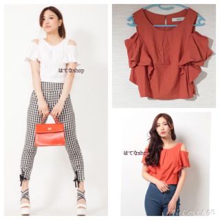 リリーブラウン(Lily Brown)の美品✨肩開きラッフルコットンブラウス(カットソー(半袖/袖なし))