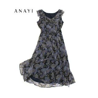 アナイ(ANAYI)のアナイ ANAYI■シルク100% シフォン ワンピース フリル ウエストリボン(ひざ丈ワンピース)