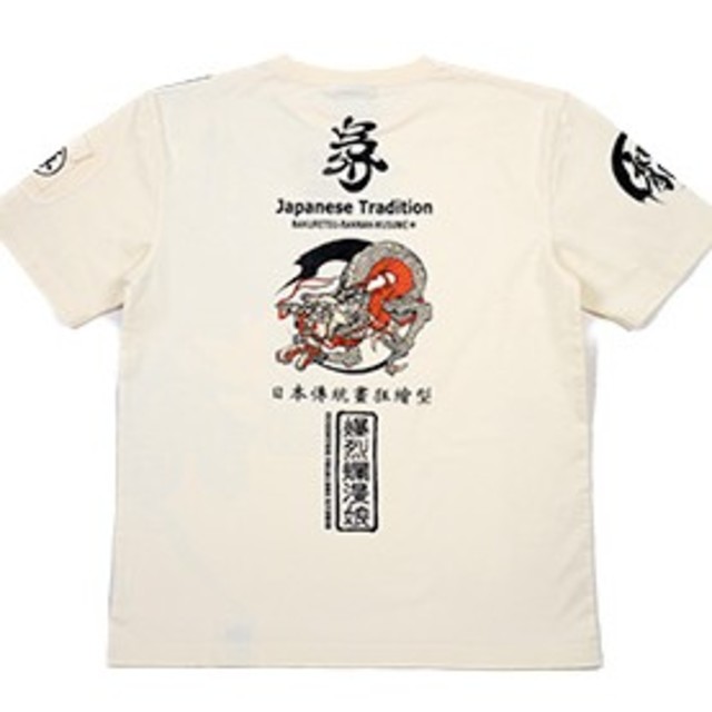 TEDMAN(テッドマン)の爆裂爛漫娘/龍/Tｼｬﾂ/白/rmt-308/ﾃｯﾄﾞﾏﾝ/ｶﾐﾅﾘﾓｰﾀｰｽ メンズのトップス(Tシャツ/カットソー(半袖/袖なし))の商品写真