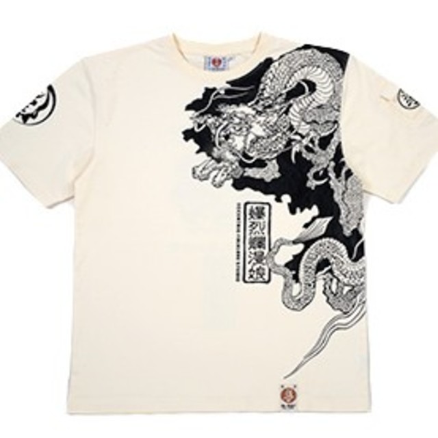 TEDMAN(テッドマン)の爆裂爛漫娘/龍/Tｼｬﾂ/白/rmt-308/ﾃｯﾄﾞﾏﾝ/ｶﾐﾅﾘﾓｰﾀｰｽ メンズのトップス(Tシャツ/カットソー(半袖/袖なし))の商品写真