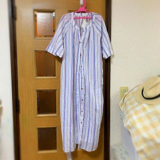 新品未使用　ストライプ　ロングシャツ(ロングワンピース/マキシワンピース)