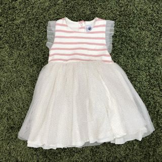 プチバトー(PETIT BATEAU)の※値下不可※プチバトー　マリニエールチュールワンピ　12m74cm(ワンピース)