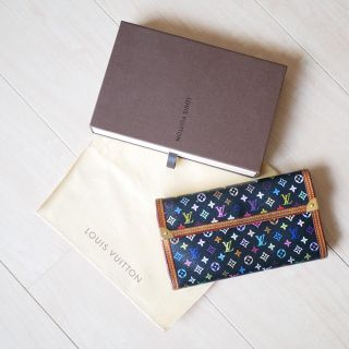 ルイヴィトン(LOUIS VUITTON)のマルチカラー黒　三つ折り財布(財布)