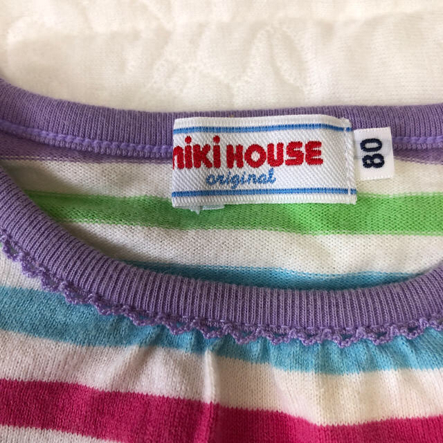 mikihouse(ミキハウス)の（ぼむこ様専用）女児　ボーダーカットソー　80センチ　ミキハウス キッズ/ベビー/マタニティのベビー服(~85cm)(シャツ/カットソー)の商品写真