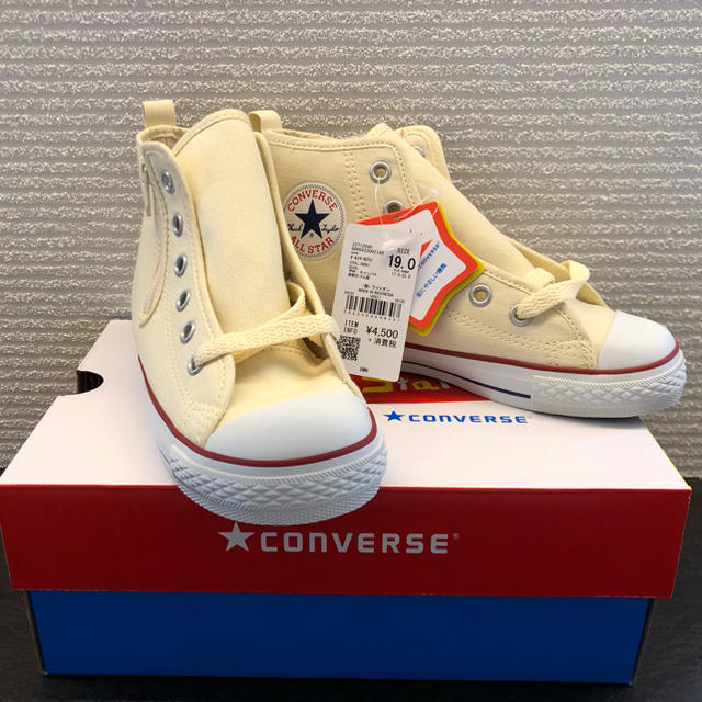 CONVERSE(コンバース)のコンバース　ハイカット　クリーム　19cm 新品未使用 キッズ/ベビー/マタニティのキッズ靴/シューズ(15cm~)(スニーカー)の商品写真