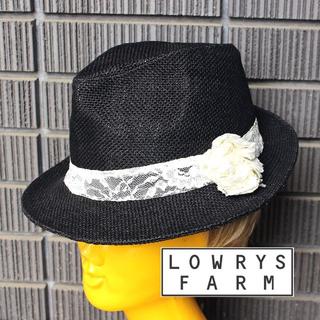 ローリーズファーム(LOWRYS FARM)のほぼ新品!ﾚｰｽﾘﾎﾞﾝ🎀Xﾍﾝﾌﾟ【LOWRY'S FARM】中折れ 送料込(麦わら帽子/ストローハット)