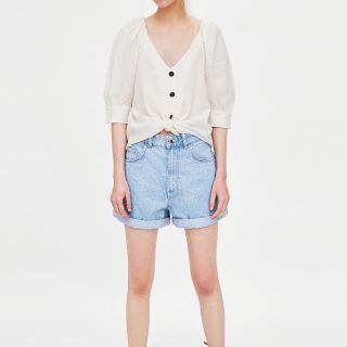 ザラ(ZARA)のZARA ボタン付き　リネントップス(シャツ/ブラウス(長袖/七分))