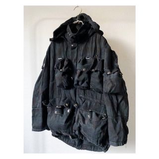 ヨウジヤマモト(Yohji Yamamoto)のvintage オーバーダイ 後染め スイス軍 変形 黒 デザインジャケット(ミリタリージャケット)