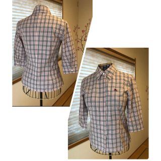 バーバリーブルーレーベル(BURBERRY BLUE LABEL)の美品本物バーバリーブルーレーベル上質コットンチェック柄七分袖シャツ♫(シャツ/ブラウス(長袖/七分))